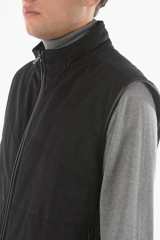 ID Gilet Imbottito IDENTITY Reversibile senza Manica con Rifiniture in Pelle