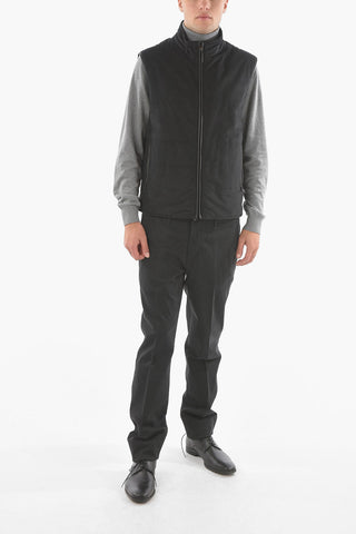 ID Gilet Imbottito IDENTITY Reversibile senza Manica con Rifiniture in Pelle