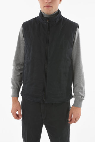 ID Gilet Imbottito IDENTITY Reversibile senza Manica con Rifiniture in Pelle