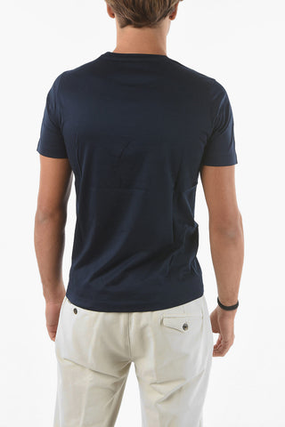 Crew Neck Cotton T-Shirt with Embroidered Logo 