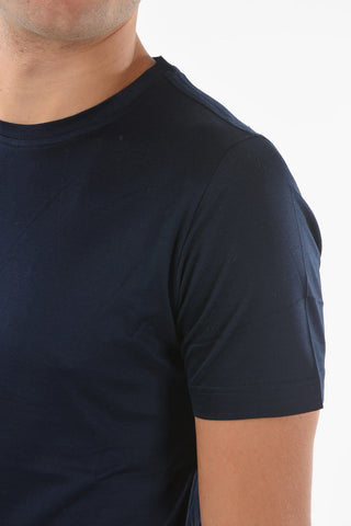 Crew Neck Cotton T-Shirt with Embroidered Logo 