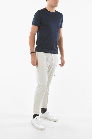 Crew Neck Cotton T-Shirt with Embroidered Logo 