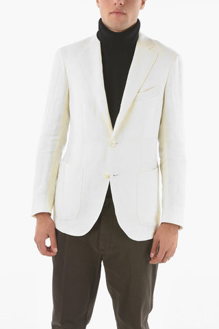 SARTORIA Flax Side Vents Notch Lapel 3-button Blazer