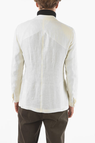 SARTORIA Flax Side Vents Notch Lapel 3-button Blazer