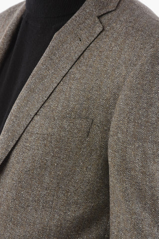 Blazer a 2 Bottoni GATE in Seta e Lana Vergine con Motivo Herringbone