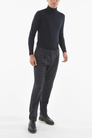 Single Pleat Virgin Wool and Silk LEADER Pants