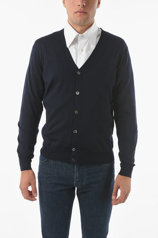 Cardigan in Lana Vergine con Collo a V