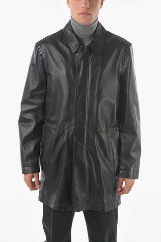 ID Hidden Closure Leather BURNISH Coat