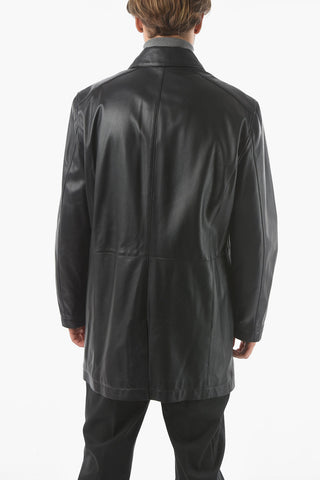 ID Hidden Closure Leather BURNISH Coat