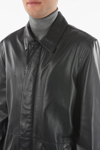 ID Hidden Closure Leather BURNISH Coat