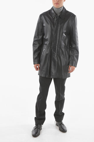 ID Hidden Closure Leather BURNISH Coat