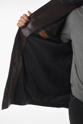 ID Hidden Closure Leather BURNISH Coat