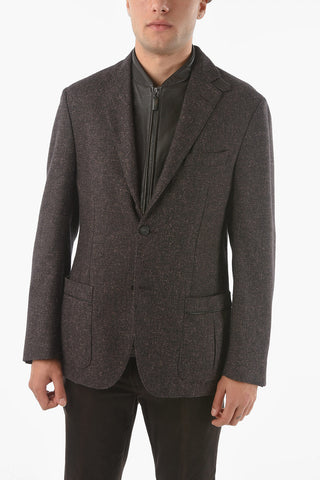  ID Wool Unlined IDENTITY Blazer with Removable Leather Chest Piece 