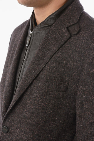  ID Wool Unlined IDENTITY Blazer with Removable Leather Chest Piece 