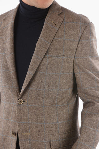Overcheck Herringbone GATE Side Vents 2-Button Blazer