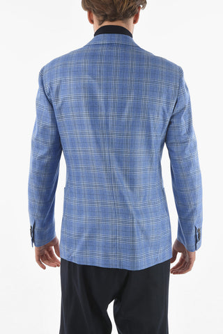SARTORIA plaid patterned silk and cashmere 3-button blazer
