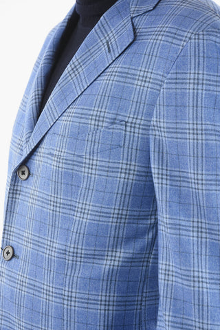 SARTORIA plaid patterned silk and cashmere 3-button blazer