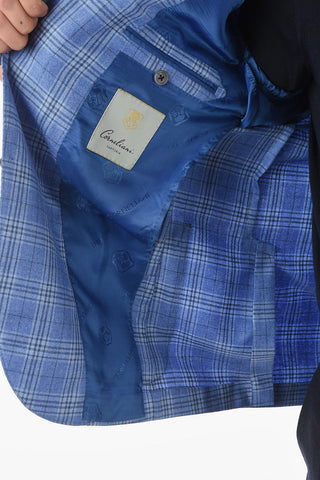 SARTORIA plaid patterned silk and cashmere 3-button blazer
