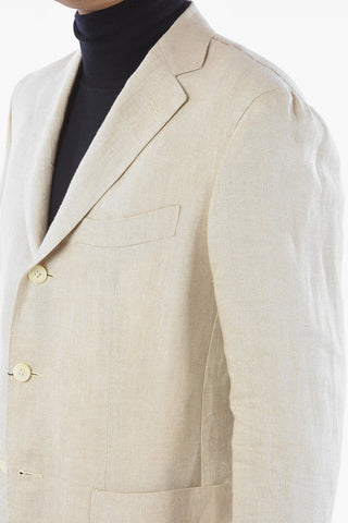 SARTORIA giacca a 3 bottoni plain herringbone in lino