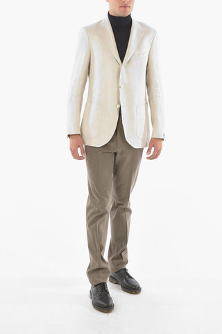 SARTORIA giacca a 3 bottoni plain herringbone in lino