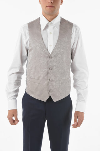 Virgin Wool CERIMONIA ACADEMY Collarless 3 Piece Waistcoat Suit