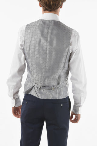 Virgin Wool CERIMONIA ACADEMY Collarless 3 Piece Waistcoat Suit
