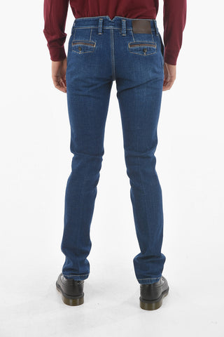 ID 5 Pocket Dark Wash Denims with Leather Details
