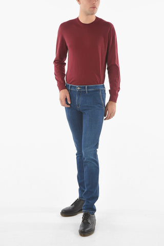 ID 5 Pocket Dark Wash Denims with Leather Details