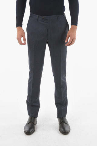 Pantaloni Senza Pince ACADEMY A Quadri  Vichy in Lana Vergine