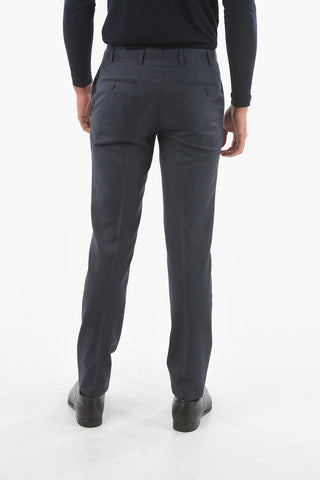 Pantaloni Senza Pince ACADEMY A Quadri  Vichy in Lana Vergine