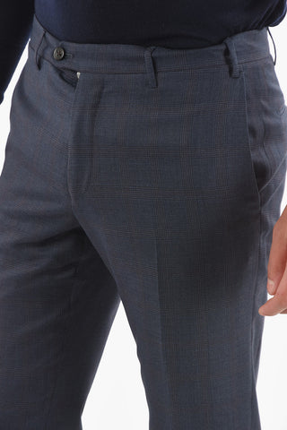 Pantaloni Senza Pince ACADEMY A Quadri  Vichy in Lana Vergine
