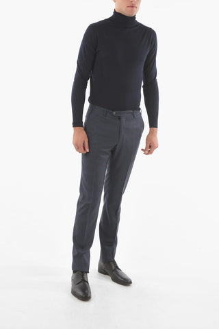 Pantaloni Senza Pince ACADEMY A Quadri  Vichy in Lana Vergine