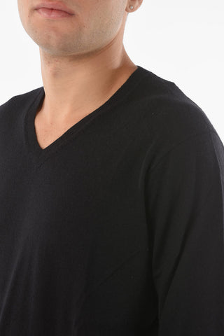 Maglia con Collo a V in Puro Cashmere