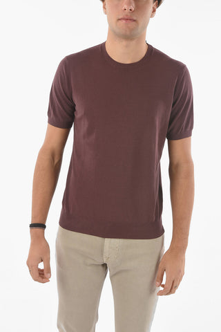 CC COLLECTION Crew Neck Short-sleeved Cotton Sweater