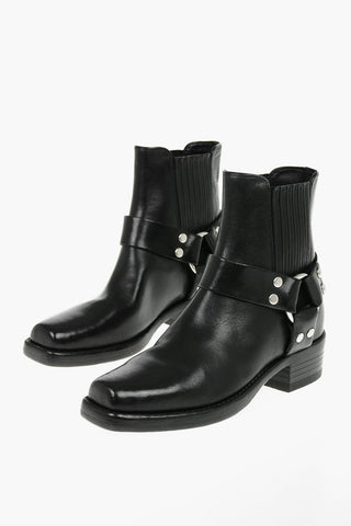 Stivaletti CAVALARY in Pelle a Punta Quadrata con Inserti Elastici 5cm