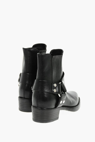 Stivaletti CAVALARY in Pelle a Punta Quadrata con Inserti Elastici 5cm
