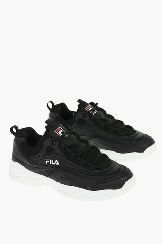 Faux Leather and Mesh RAY LOW Low-Top Sneakers with Contrasting Sole