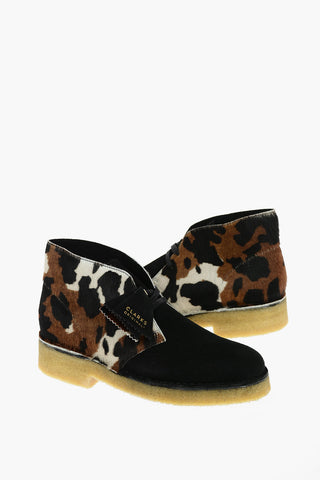 Animal Patterned Suede Leather and Ponyskin Desert Boots