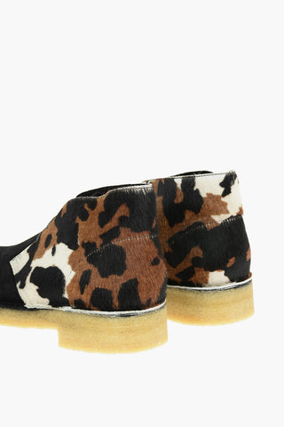 Animal Patterned Suede Leather and Ponyskin Desert Boots
