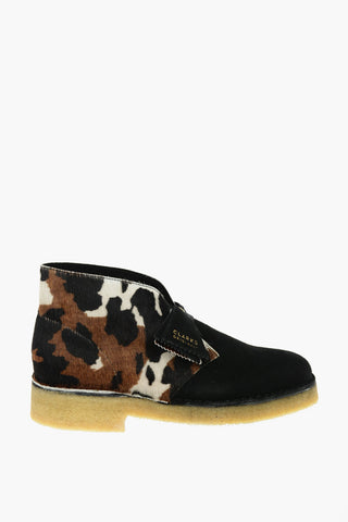 Animal Patterned Suede Leather and Ponyskin Desert Boots