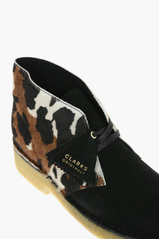 Animal Patterned Suede Leather and Ponyskin Desert Boots