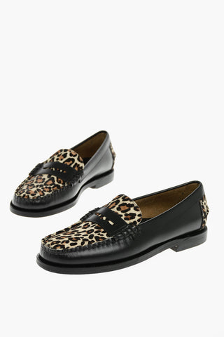 Anila Patterned Leather and Ponyskin Loafers