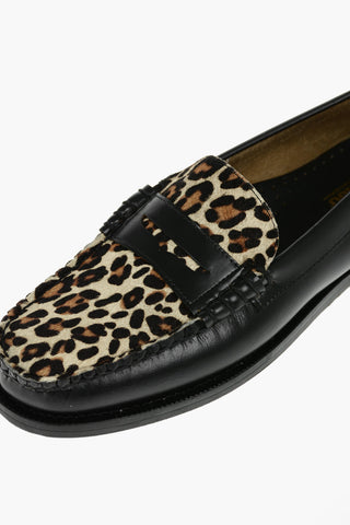 Anila Patterned Leather and Ponyskin Loafers