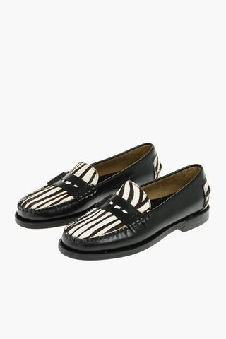 Anila Patterned Leather and Ponyskin Loafers