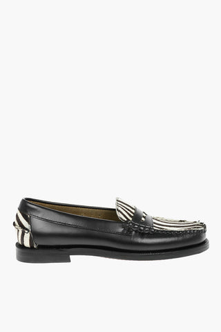 Anila Patterned Leather and Ponyskin Loafers