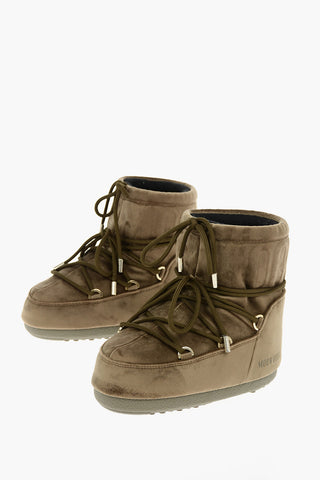 Velour MARS Moon Boot with Crossed Laces