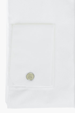 Standard Collar Birds'Eye Cotton Shirt with Hidden Buttoning