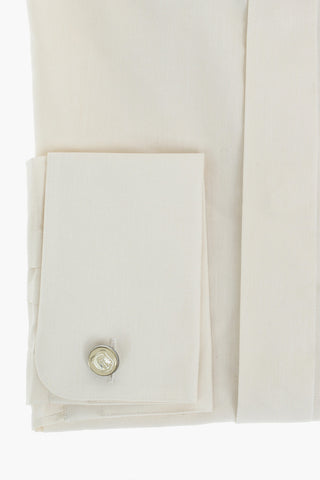 Slim Fit Wing Tip Collar Cotton Shirt with Hidden Buttoning