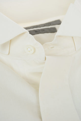 Slim Fit Wing Tip Collar Cotton Shirt with Hidden Buttoning