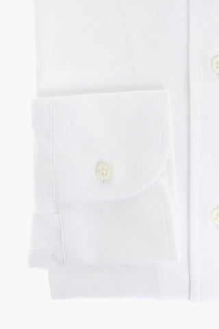 Camicia in Cotone Herringbone con Collo Francese